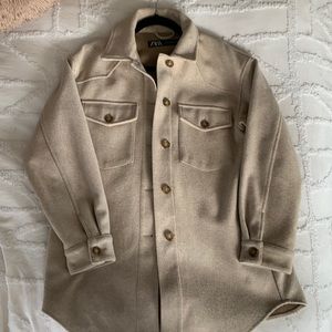 Zara Beige Shacket | X-Small | Spring Jacket